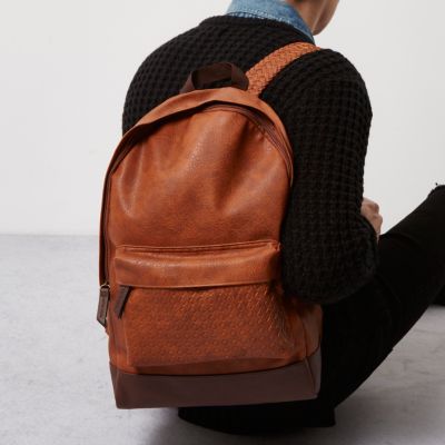 Brown lattice strap backpack